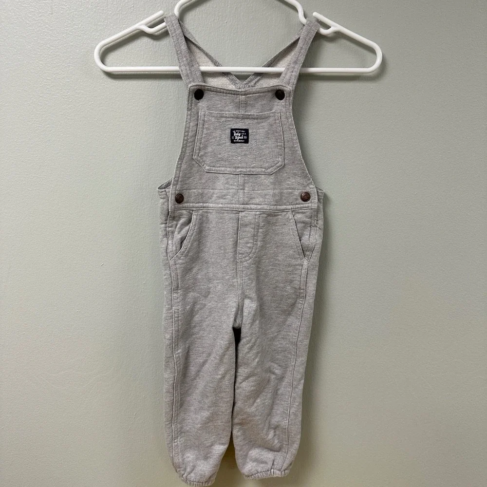 OshKosh B'gosh Baby B'gosh Gray Fleece Bib Overalls Snaps 24M